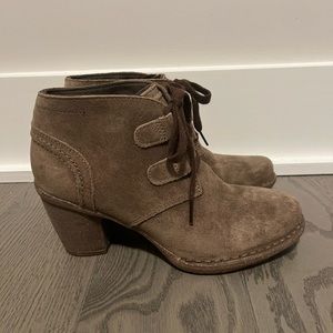 Clarks Taupe Suede Lace Booties